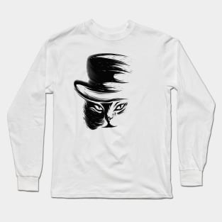 Black Cat in The Hat Long Sleeve T-Shirt